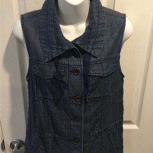 Talbots Chambray Denim Safari Vest XS